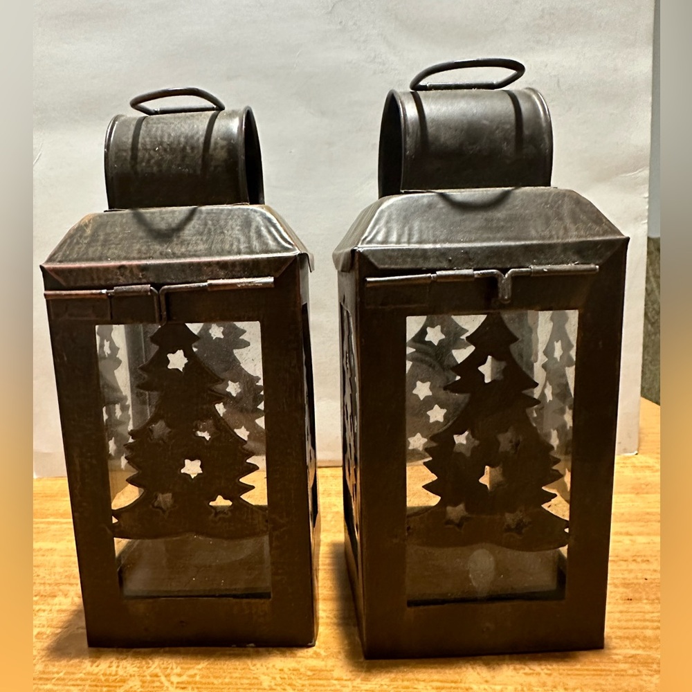 Metal Christmas Tree Candle Holder Set Of 2